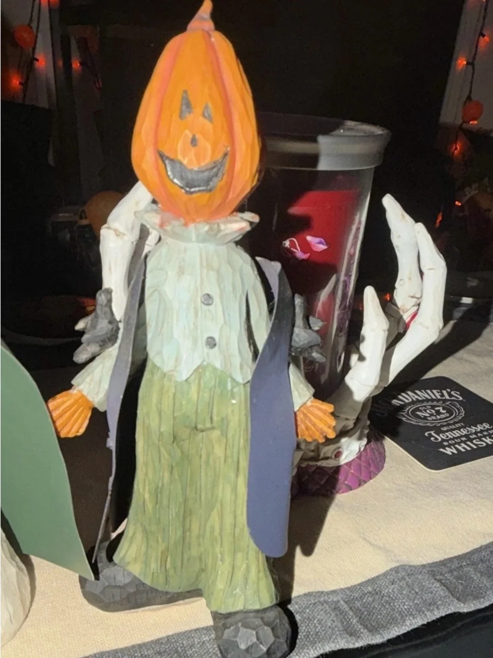 Recollections Orange Pumpkin & Green Cloak Halloween Figurine Set